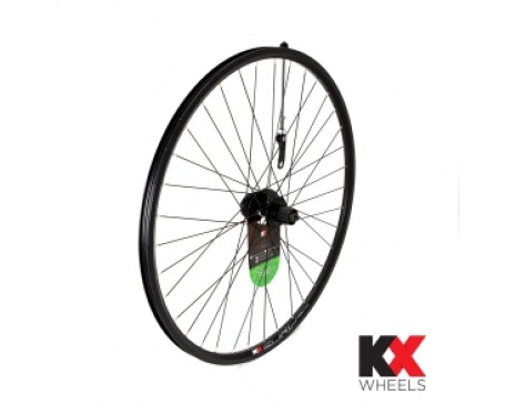 KX 700C Hybrid rear Q/R wheel Black Dual Skin/Double wall to suit Cassette 8/11 speed 6 bolt Disc